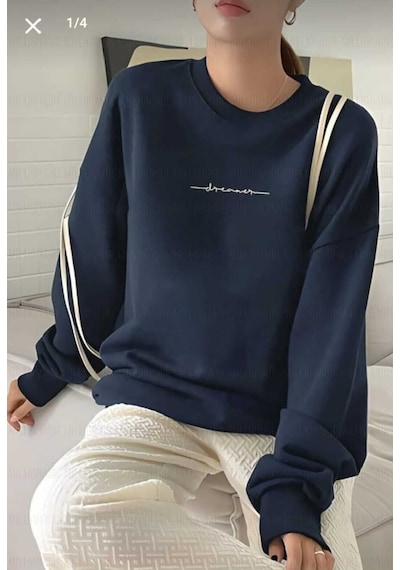 Kozia Outdoors Malkoçbey Dramer Baskılı Oversize Unisex O Yaka Swaetşhirt Lacivert Lacivert