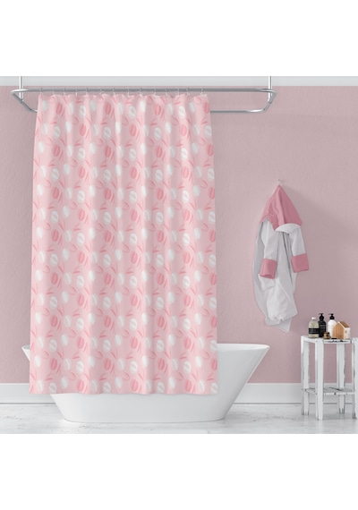 Banyo Perdesi 2x100x200 Çift Kanat Duş Perdesi Halka Hediyeli Duşakabin Perdesi 2881 Pembe