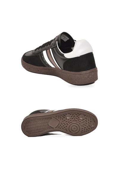 Grijak Siyah-beyaz Bağcıklı Hafif Esnek Rahat Tabanlı Unisex Yürüyüş Ve Spor Ayakkabı Sneaker 015 G Siyah - Beyaz