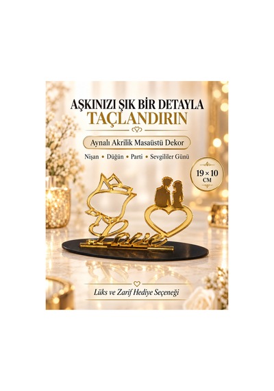 Lüks Aynalı Akrilik Masaüstü Dekor 19x10 Cm - Sevgililer Günü, Nişan, Düğün & Yıldönümü Hediyelik Love Sevgili Silüetli Masa Süsü Lüks Aynalı Akrilik Masaüstü Dekor 19x10 Cm - Sevgililer Günü, Nişan, Düğün & Yıldönümü Hediyelik Love Sevgili Silüetli Masa Süsü