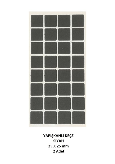 Zemin Koruyucu, 25x25 mm Keçe, Siyah (2 Adet)