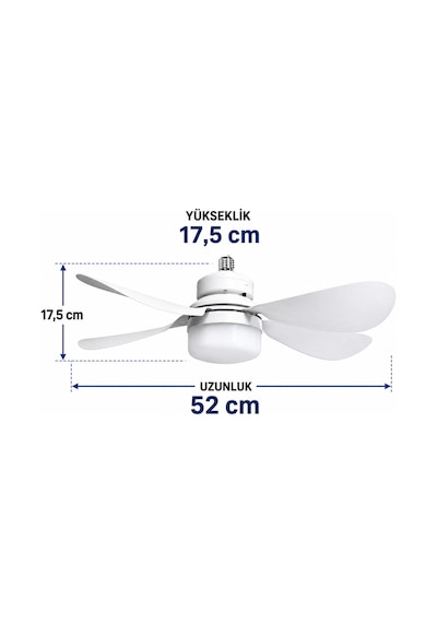 Kendal Kes473 Kumandalı Tavan Vantilatörü 3 Renk Fanlı Led E27 Duy 6 Kanatlı 52 Cm