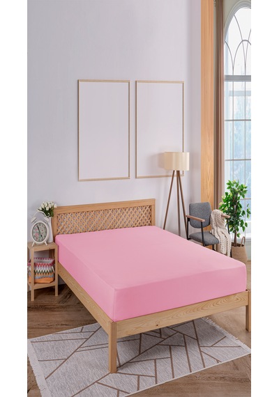 Penye Lastikli Çarşaf, 100 200 Tek Kişilik %100 Pamuk Örme Kumaş, 145 Gr/m² Pembe