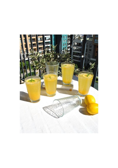 6 Adet Şeffaf Cam Bardak Seti 375 Ml Orven Seri Meşrubat Su Limonata Bardağı