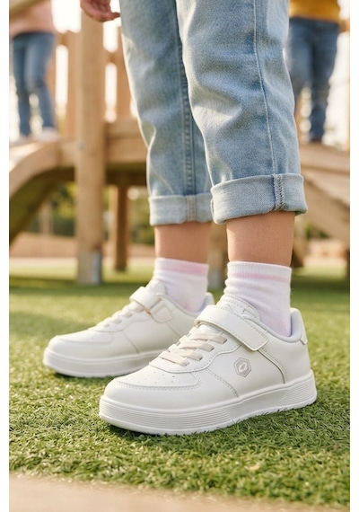 Alessio Beyaz Cırtlı Bağcıklı Konforlu Unisex Sneaker Günlük Spor Ayakkabı