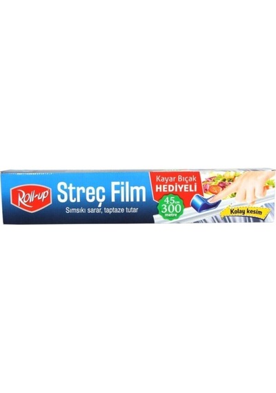 Roll-up Kayar Bıçak Hediyeli Streç Film 45cm X 300m 9mic 1 Adet