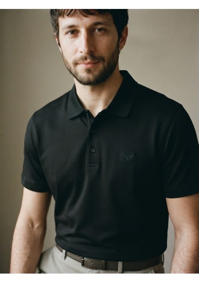 Maccali Erkek Siyah Basic Polo Yaka Tişört