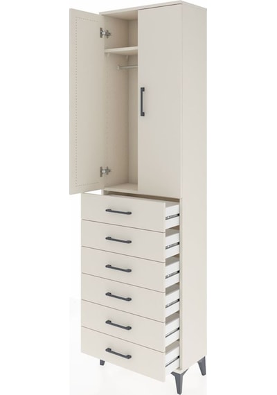 Arges Dolap 2 Raflı 6 Çekmeceli Tek Askılı 60x30x221 Aytaşı-a... Aytaşı