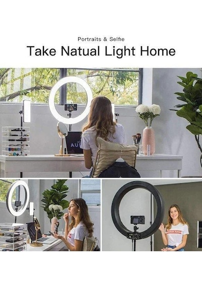 Kuaför Makyaj Çekimleri Selfie Işığı Sürekli 14 İnç Işık 2m Stand Renk