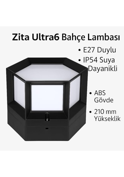 Zita Ultra6 Bahçe Lambası E27 Duylu, Ip54 Suya Dayanıklı, Set Üstü Dış Mekan Aydınlatma, Abs Gövde, Ampul Dahil Değildir Sku: Smgstke44038a0f4