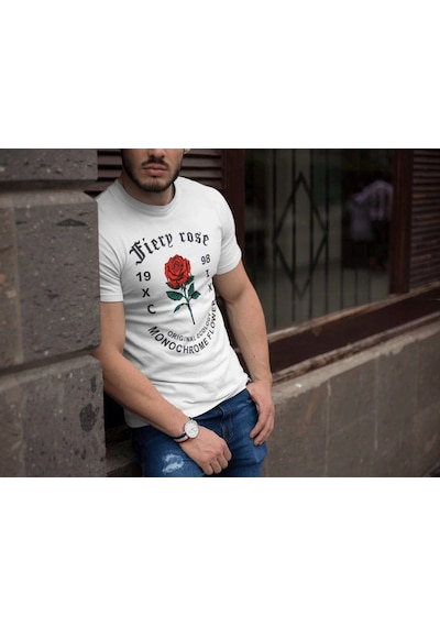 Barlashive Erkek Tişort Bisiklet Yaka Baskılı Kısa Kol T-shirt - Beyaz Çok Renkli Barlashive Erkek Tişort Bisiklet Yaka Baskılı Kısa Kol T-shirt - Beyaz Çok Renkli