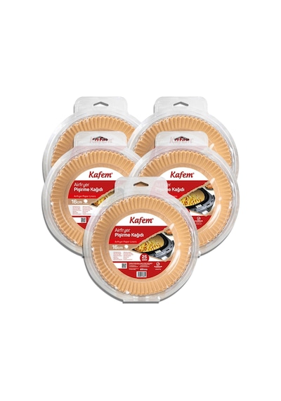 Kafem Airfryer Pişirme Kağıdı Yuvarlak 5 x 25'li 16 CM