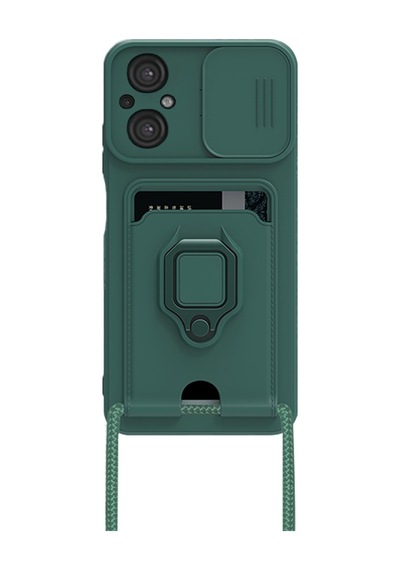 Xiaomi Poco M5 Uyumlu Kılıf Zuma Kartvizitli Yüzüklü Silikon - Yeşil