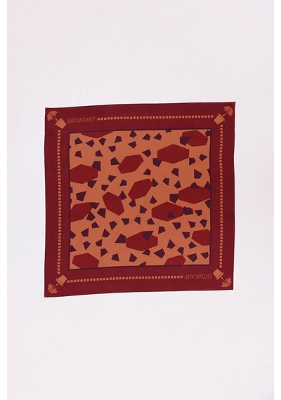 Koyu Bordo Terrazzo - Madrid Model Fular Estascarf Renkli