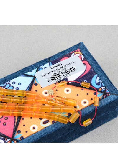 Ateş Kehribar Eski Oyun Zar Obje Patinli Kapsül Kesim 6x10.5mm Tesbih