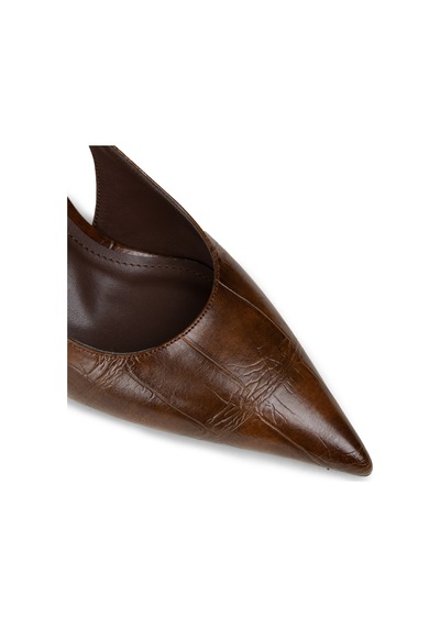 Deery Kadın Kahverengi Krokodil Desenli Slingback Stiletto - V4035zkhvm01 Kahverengi
