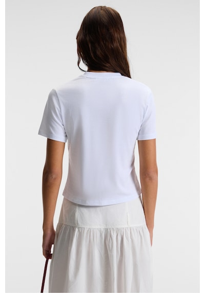 ETHIQUET E VERA Kadın %100 Pamuk Comfort Fit Baskılı Kısa Kollu Yuvarlak Yaka Beyaz / Desenli T-Shirt