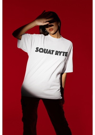 Squat Better Squat Ryte Sırt Baskılı Unisex Oversize Fitness Body Beyaz