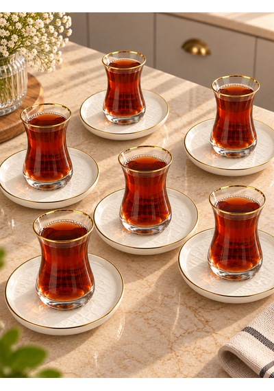 12 Parça 6 Kişilik Flower Çay Seti-7794 Çok renkli