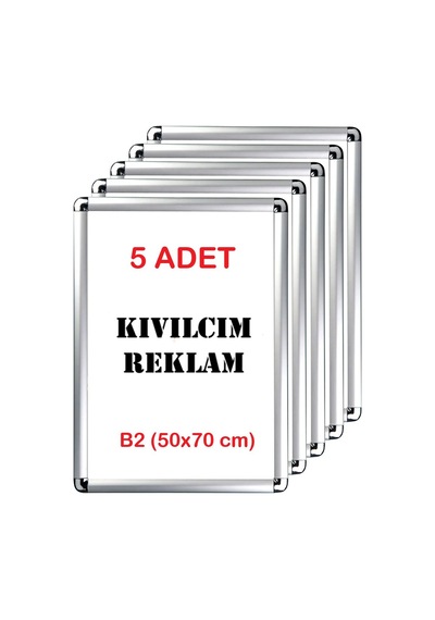 5 Adet B2 - 50x70 Cm Alüminyum Açılır Kapanır Rondo Çerçeve 50 70