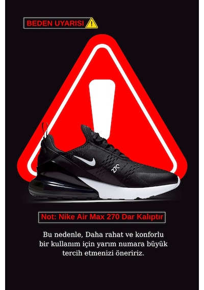Nike Air Max 270 Erkek Siyah Sneaker Ayakkabı Ah8050-002 Siyah