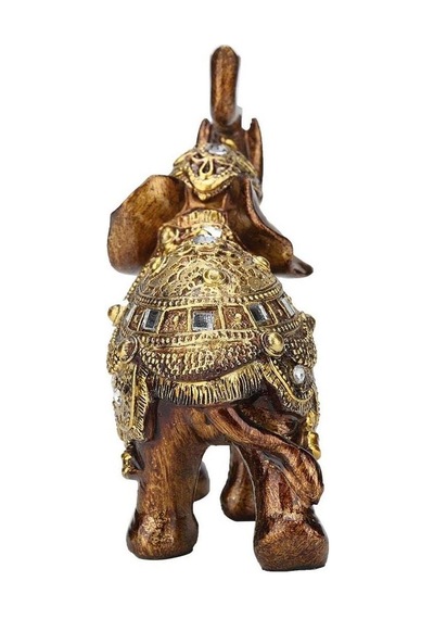 Lüks Ayna & Nakış İşlemeli Feng Shui Şans Getiren Fil Heykeli Dekoratif Biblo 14 Cm Ev Ofis Hediyesi