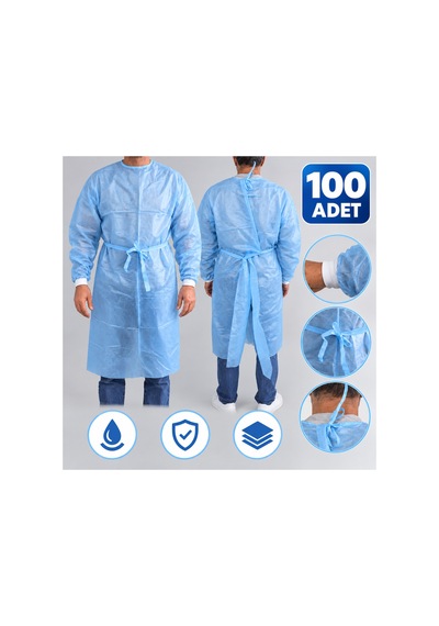 Cerrahi Box Önlük Mavi 40 Gr Sıvı Geçirmez 100 Adet