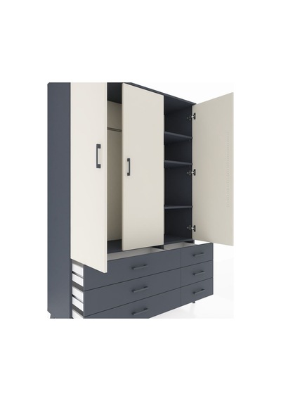 Hyperion Dolap 5 Raflı 6 Çekmeceli Tek Askılı 132x44x195 Antrasit-aytaşı/antrasit Aytası/antrasıt Hyperion Dolap 5 Raflı 6 Çekmeceli Tek Askılı 132x44x195 Antrasit-aytaşı/antrasit Aytası/antrasıt