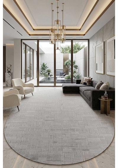 Luxera Modern Perfectly Yün Tuşeli Akrilik Oval Halı Lu05 Gri