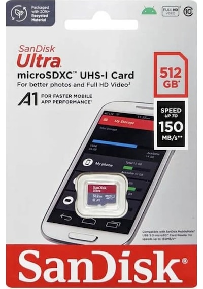 SanDisk Ultra SDSQUAC-512G-GN6MN 512 GB microSDXC Class 10 UHS-I Hafıza Kartı