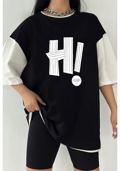 Çift Renk Hi Baskılı Unisex Tshirt Beyaz