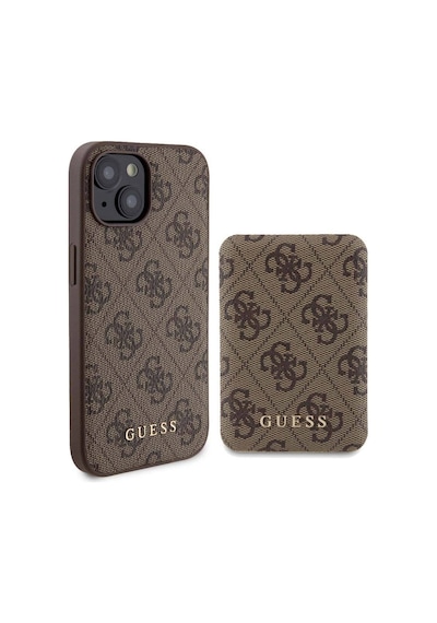 Apple Uyumlu iPhone 14 Kılıf Guess Lisanslı Magsafe Özellikli Kapak + Powerbank 5000mah Kahverengi