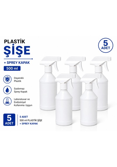 Plastik Şişe + Sprey Kapak 500 Ml 5 Adet