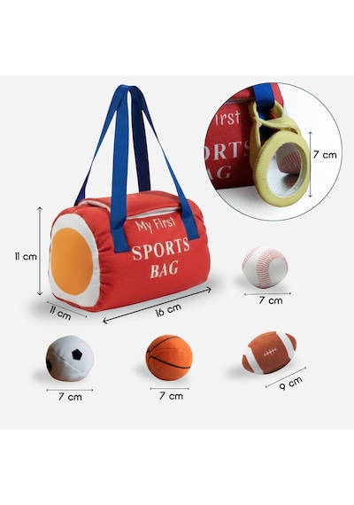 Momely My First  Sports Bag Duyusal Bebek Spor Çanta Seti Yıkanabilir Oyuncak +6ay