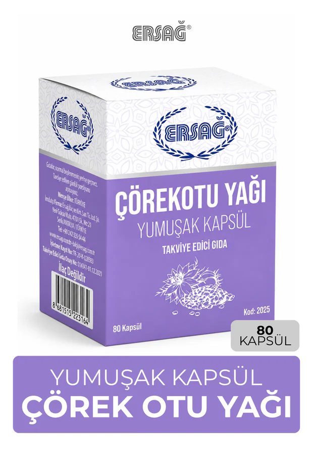 Ersağ Çörekotu Yağı Jel Kapsül 80 Kapsül Diğer