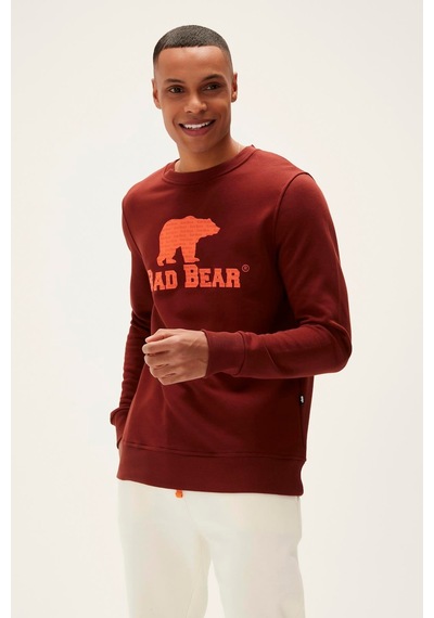 Bad Bear Logo Crewneck Erkek Sweatshirt-25278 - Kahverengi