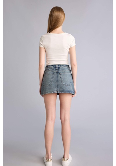 Defacto Yüksek Bel Mini Jean Etek H0636ax26smnm28 Mavi-nm28
