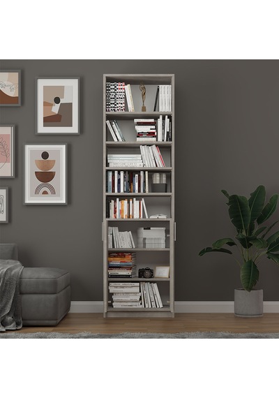 Asra Trend K-37 %100 MDF 60 cm Kapaklı Kitaplık Raflı Ofis Dosya Dolabı Retro Taş