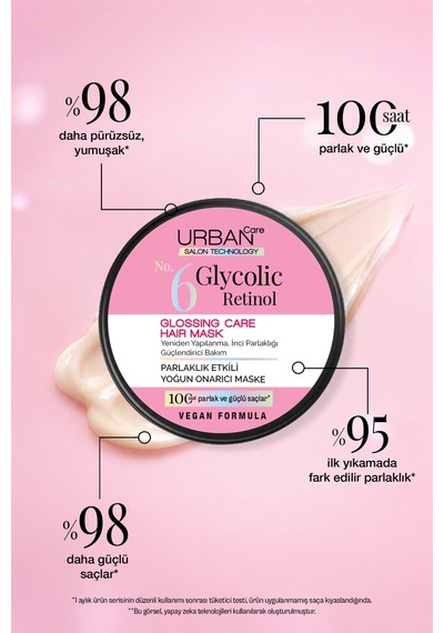Glikolik Retinol Parlaklık Etkili Yoğun Onarıcı Saç Bakım Maskesi-230ml-vegan