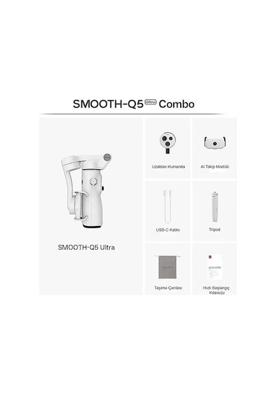 Zhıyun Smooth Q5 Ultra Combo Aı Takip Özellikli Telefon Gimbalı Beyaz