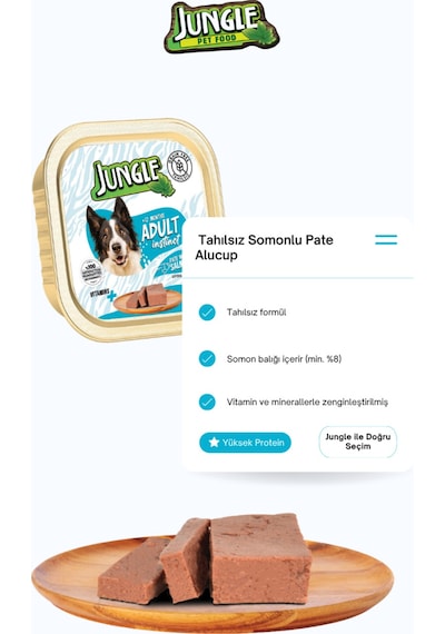 8 Adet Tahılsız Somonlu Köpek Yaş Maması Seti - 100gr X 8 Pate Alucup