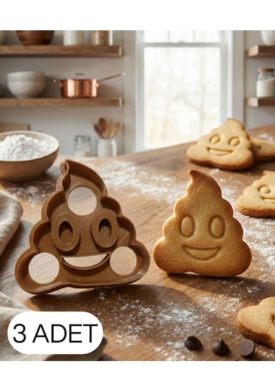 3lü Emoji Figürlü Kurabiye Kalıbı Hamur Kesici Mizah Temalı Şeker Ve Oyun Hamuru İçin Tek Parça Kalıp Diğer