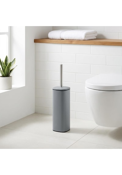 Paslanmaz Çelik Saplı Wc Fırçalık Gri, Kapaklı Tuvalet Fırçası Seti, Hijyenik Saklama Hazneli Banyo Ve Wc Fır Diğer