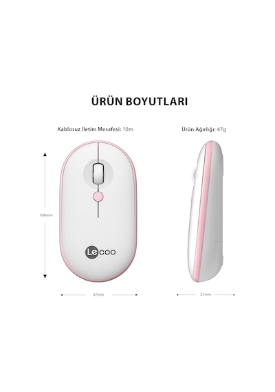 Lecoo WS212 Kablosuz 1600DPI 4 Tuşlu Optik Mouse