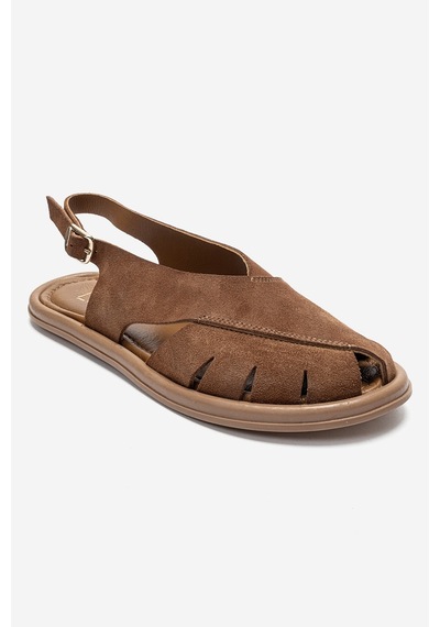 Luvishoes Belas Taba Süet Hakiki Deri Kadın Sandalet
