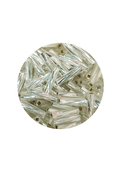 Uzun Boru Kesme Boncuk Çap 2mm Uzunluk 10 Mm - 60 Gram - Parlak Gümüş - Bnc296