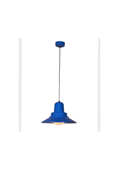 Dylight Retro Mavi Içi Beyaz Tekli Dekoratif Kafe Murfak Aydınlatma Sarkıt Avize Çap:30 Cm