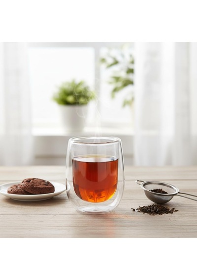 Çift Cidarlı Double Wall Cam Bardak - 250 Ml Isıya Dayanıklı Cappuccino, Çay Ve Kahve Bardağı - El Yakmayan Modern Tasarım çok renkli