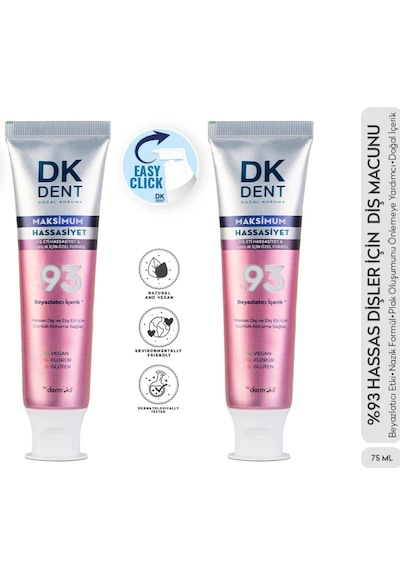 Dkdent %93 Beyazlatıcı Maksimum Hassasiyet Diş Macunu 2x75 Ml Diş Hassasiyeti