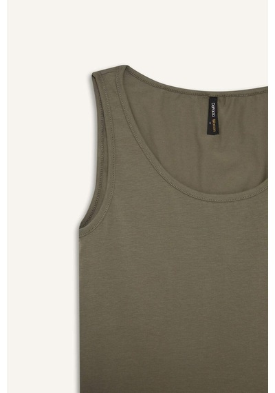 DeFacto 	Slim Fit Dar Kesim U Yaka Basic Düz Atlet I1059AZ25SMKH422